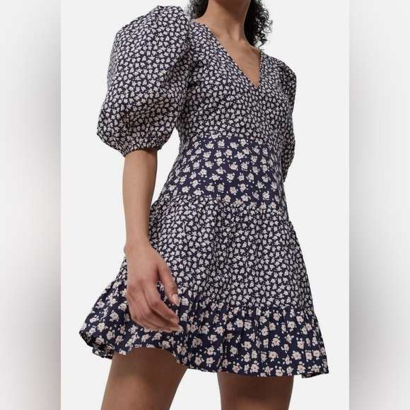 NWOT! French Connection Aura Cotton Ditsy-Print Puff-Sleeve Dress, Eu SM I US 6 - Picture 5 of 14